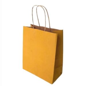 10 Sacola De Papel Kraft Amarelo  17,5x8,5x21,5cm